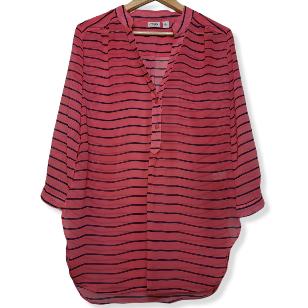 Cato Stripped Summer Blouse Top Beach Dress Women's Shirt Dress Size M